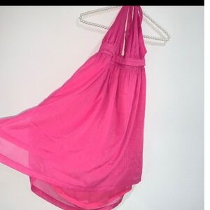 Kurt Geiger Kensington pink metallic thread halter neck beach coverup dress new